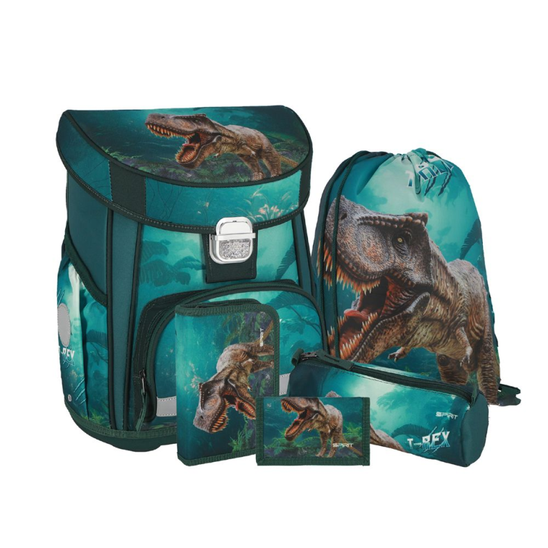 T-Rex Skoletaske med 5 Dele