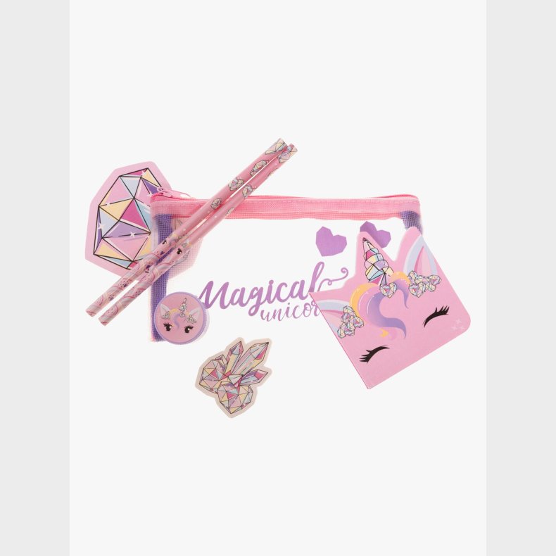 Unicorn Gems Penalhus med Skrives�t, Pink