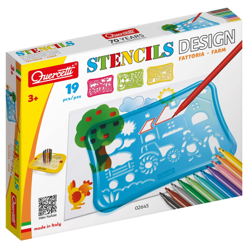 Quercetti | Tegneskabeloner inkl. tusser - Bondegrd