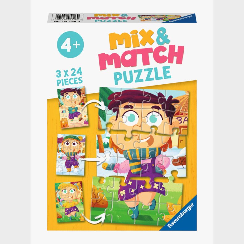 Ravensburger Puslespil Mix &  Match Farverigt T�j 3x24 Brikker