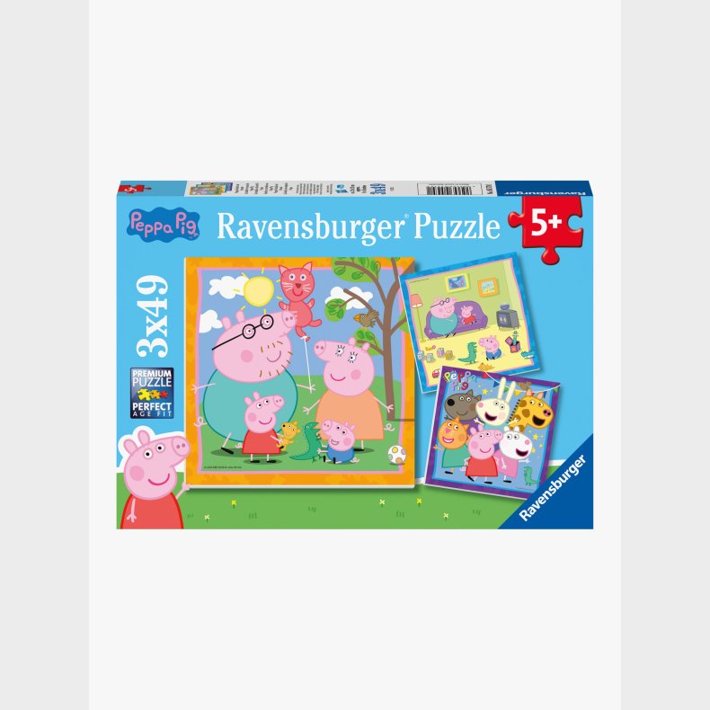 Ravensburger Puslespil, Gurli Gris 3x49 Brikker