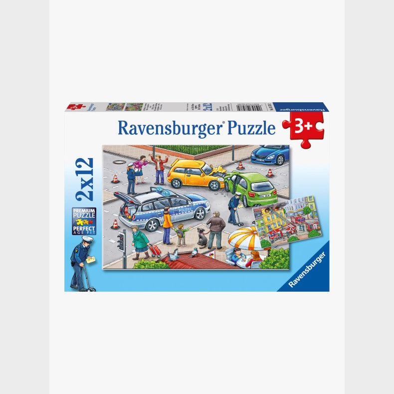 Ravensburger Puslespil Politi og Brandbil 2x12 Brikker