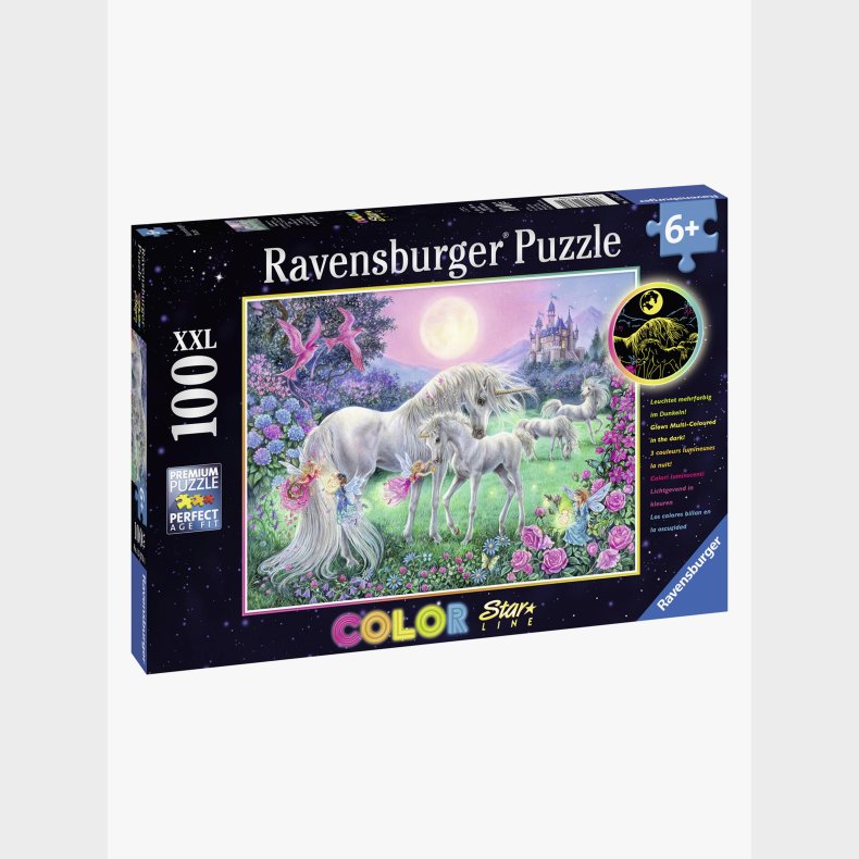 Ravensburger Puslespil Enhj�rninger I M�neskinnet 100 Brikker
