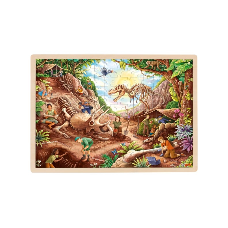 goki | Puslespil i ramme m. 192 brk. - Dino-udgravning