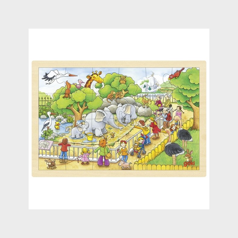 goki | Puslespil i ramme m. 24 brk. - Zoologisk have