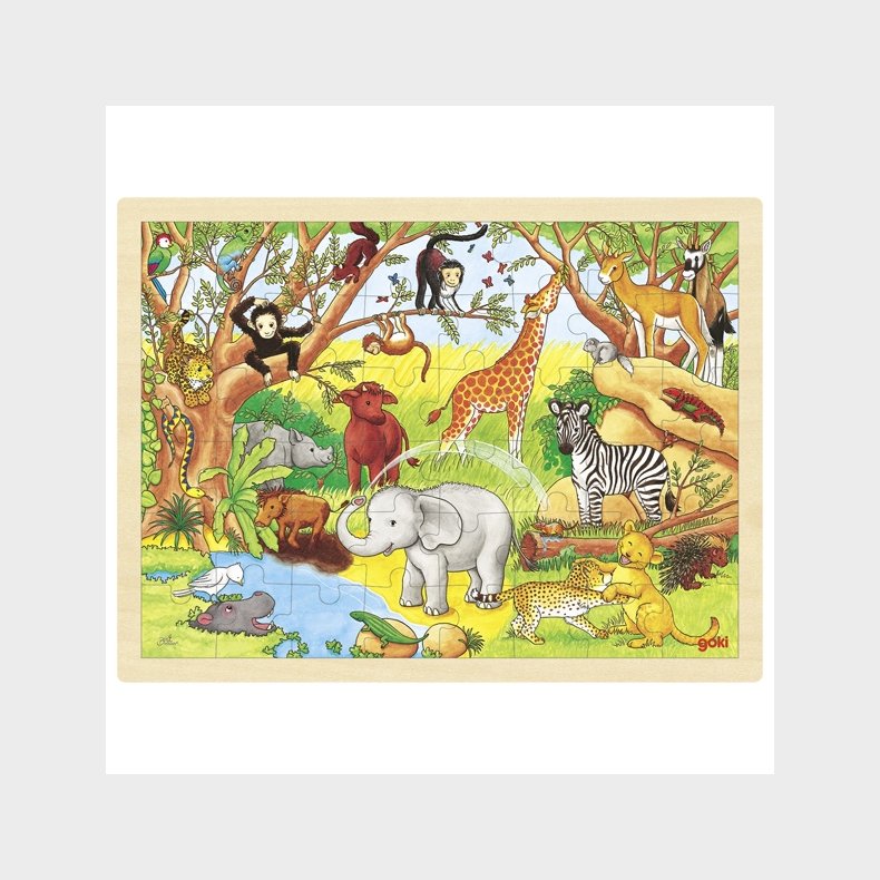 goki | Puslespil i ramme m. 48 brk. - Dyrene i Afrika