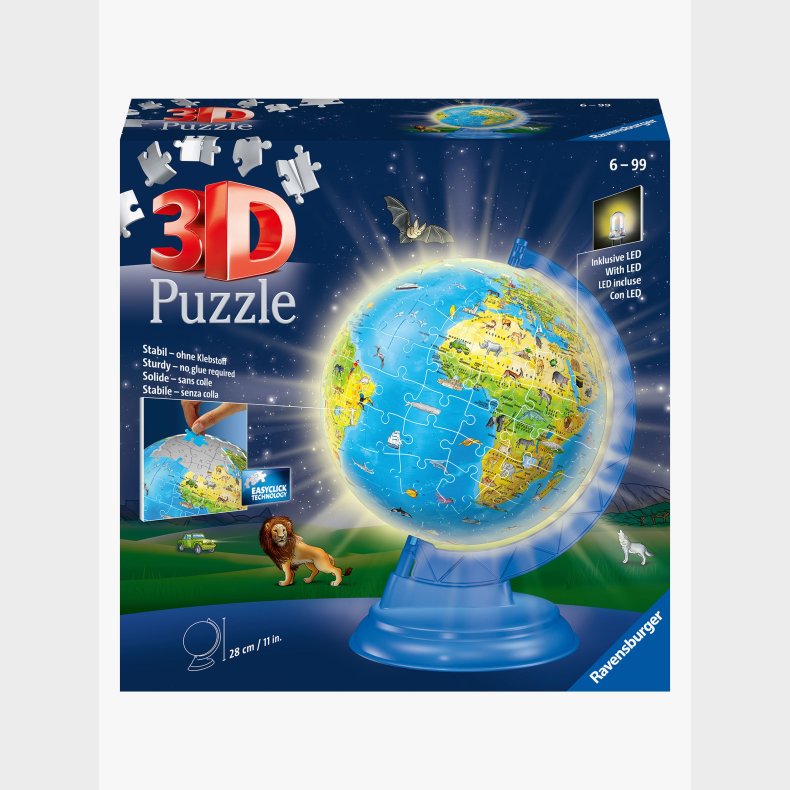 Ravensburger 3D-puslespil Natlampe Globus 180 Brikker, Brnelampe