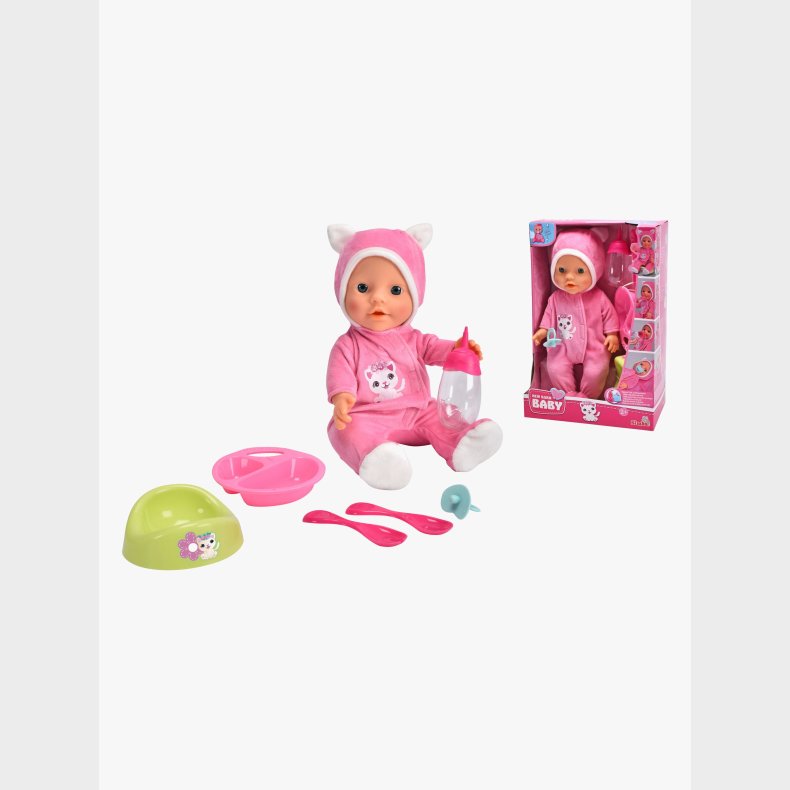 New Born Baby Dukke med Kattedragt 30 cm