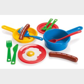 Dantoy | Tallerkenst m. gryde, pande og mad, 13 dele