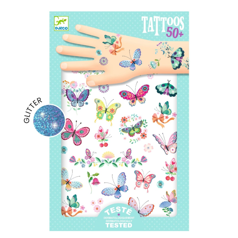 Djeco | Tatoveringer, Glitter - Sommerfugle