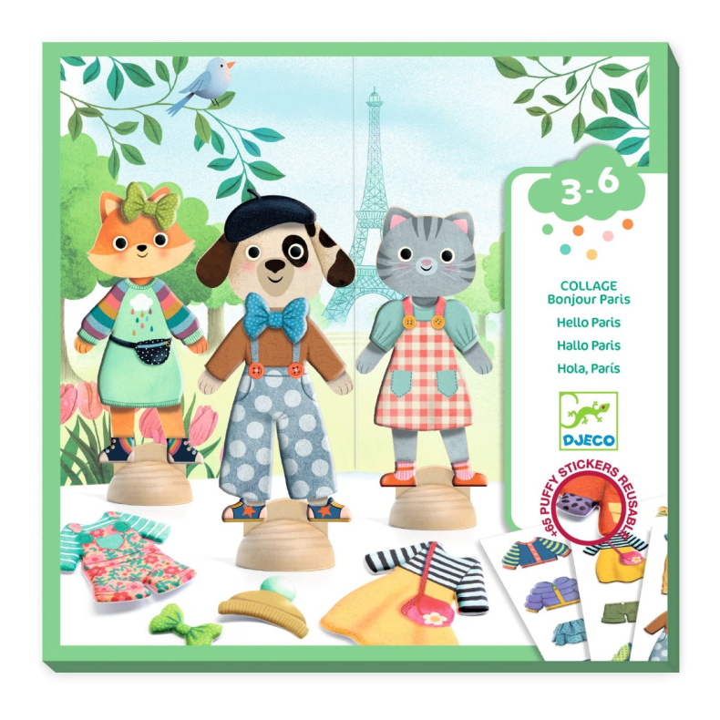 Djeco | Pkldningsdukker m. stickers - Bonjour Paris