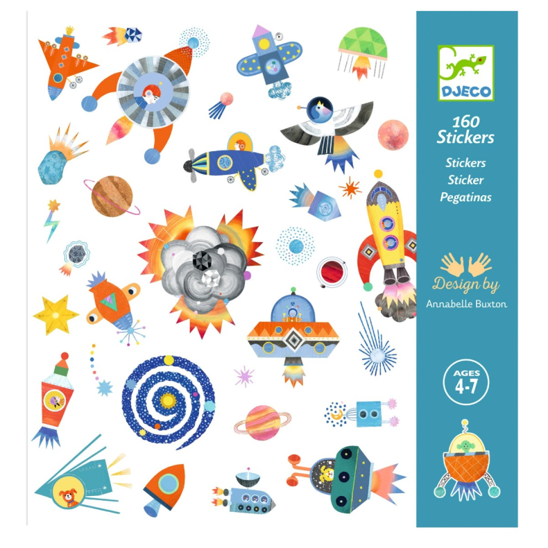 Djeco | Klistermrker - Rummet, 160 stk