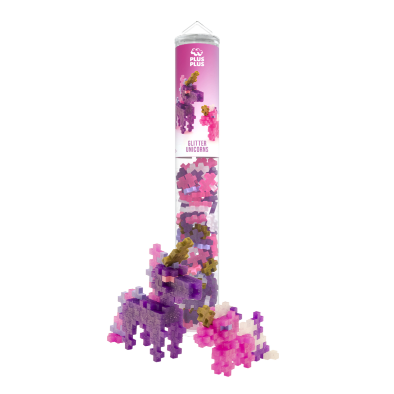 Plus-Plus i r�r - Glitter enhj�rning, 100 stk