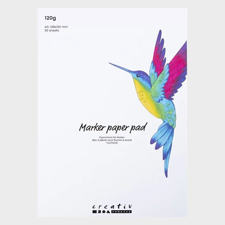 Creativ Company | Tuschblok A5 / 120 gr. - Hvid, 30 ark