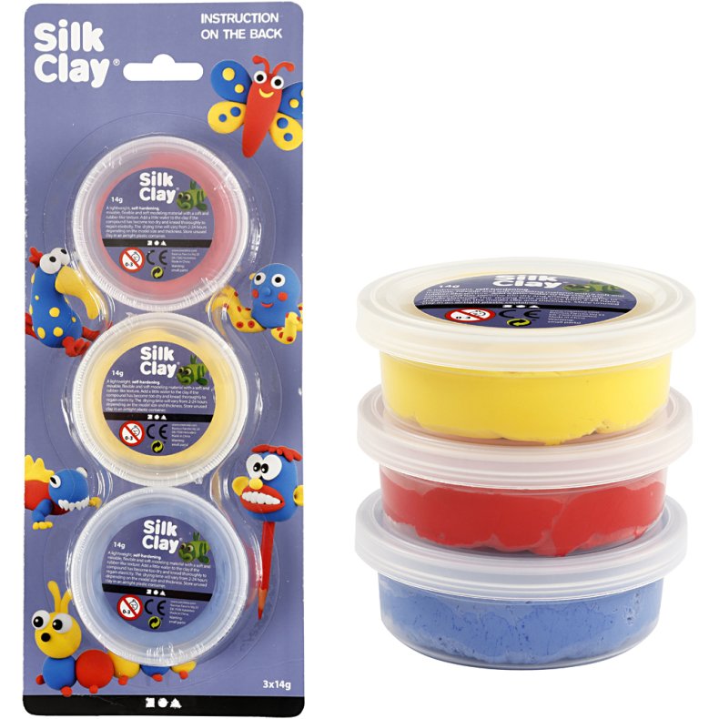 Creativ Company | Silk Clay 3 x 14 gr. - Bl�, r�d & gul