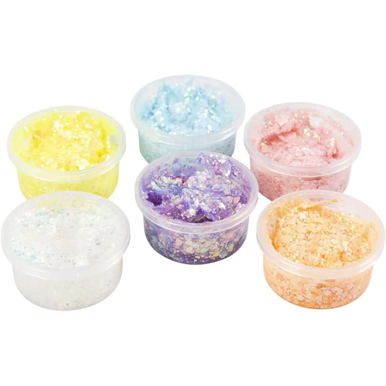 Creativ Company | Glitter Clay 6 x 20 ml - Pastelfarver