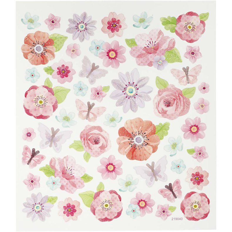 Creativ Company | Klistermrker - Rosa forrsblomster, 1 ark