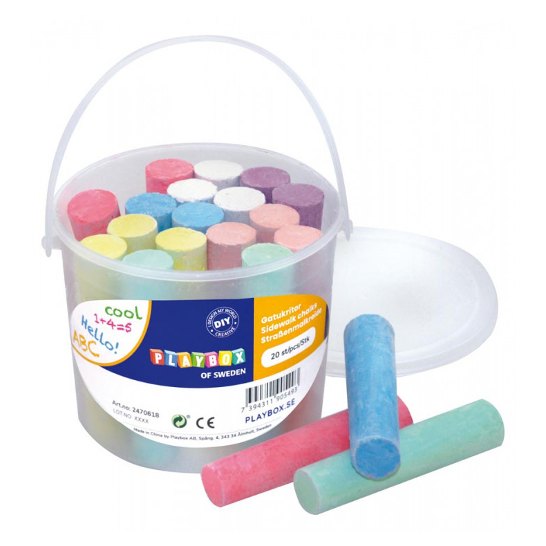 Playbox | Gadekridt i spand, 20 stk