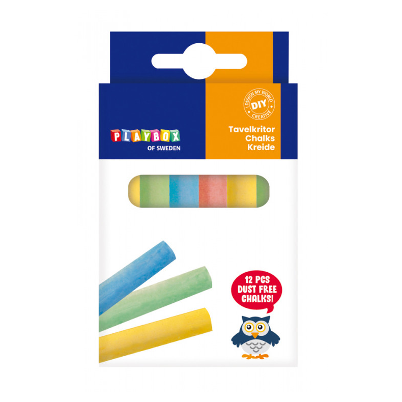 Playbox | Tavlekridt - Kulrt, 12 stk