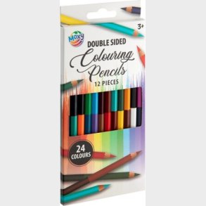 Farveblyanter - Dobbeltsidet - 12 Stk