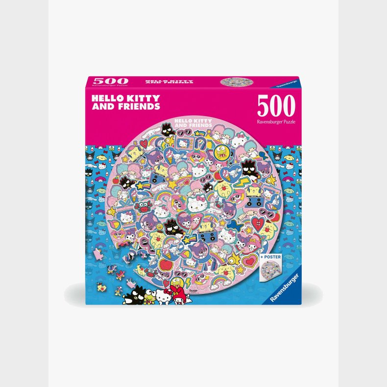 Ravensburger Rundt Hello Kitty Puslespil 500 Brikker