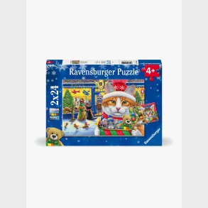 Ravensburger Christmas Kitties Puslespil 2x24 Brikker