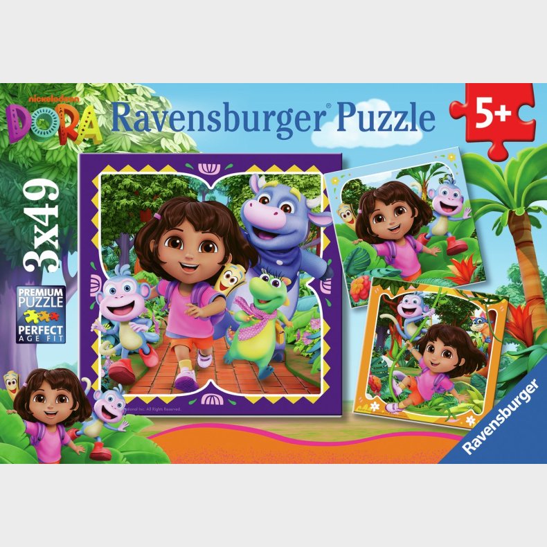 Ravensburger Dora Udforskeren Puslespil 3x49 Brikker