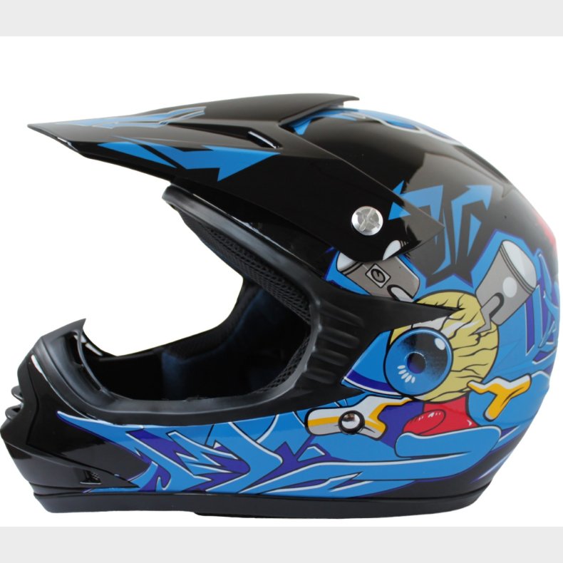 B�rne Crosser Hjelm Blue Beast str. XL