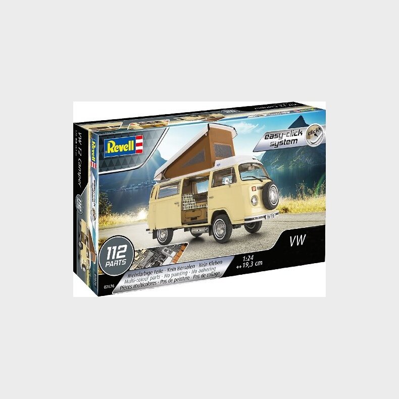 Revell - Vw T2 Camper Bil Bygges�t - 1:24 - Easy Click - 07676
