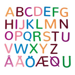 Transparente bogstaver, 32 dele