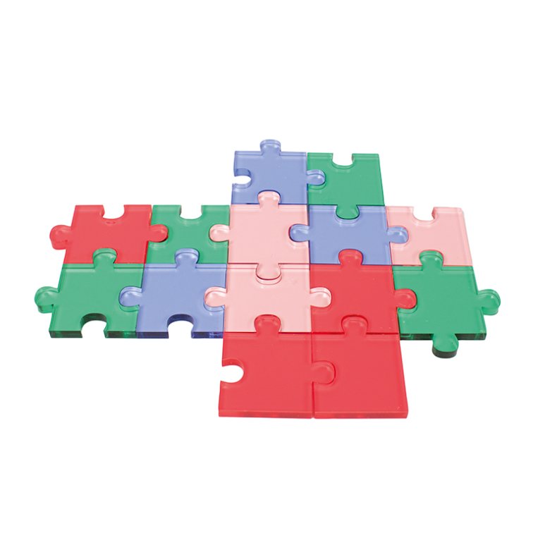 Akrylpuslespil m. 56 brikker - Rd/pink/bl/grn