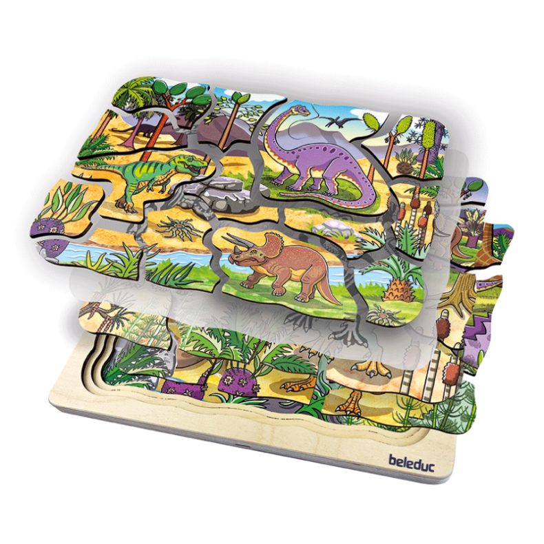 Beleduc | 4-i-1 puslespil m. 45 brikker - Dinosaurer
