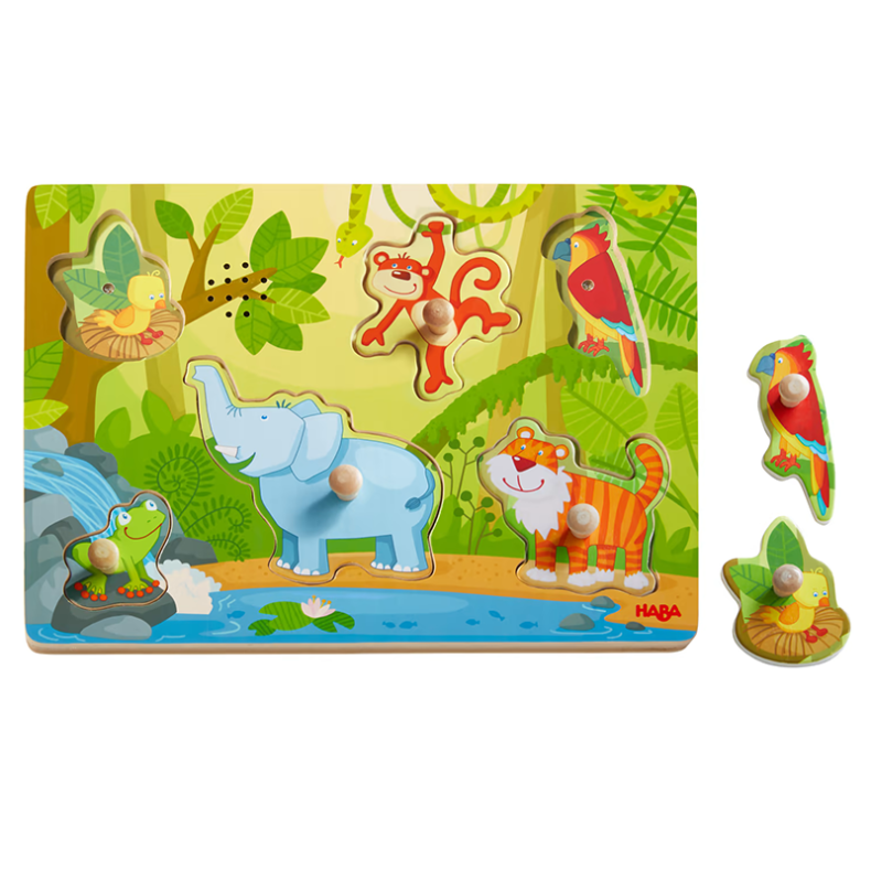 Haba | Knoppuslespil med lyd - Jungledyr