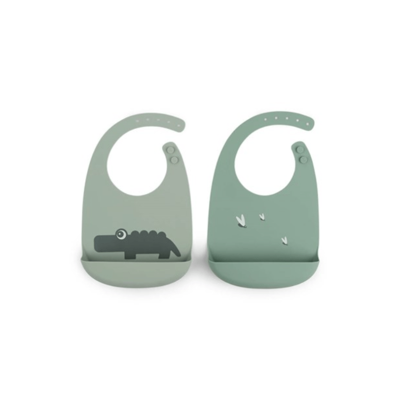 Done by Deer 2-Pak Silikone Spisesmkke Croco Green - Smk - Legekammeraten.dk