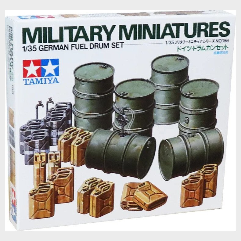 Tamiya - German Fuel Drum Set Military Miniatures - 1:35 - 35186