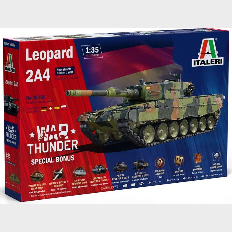 Italeri - Leopard 2a4 War Thunder Model Byggest - 1:35 - 35106