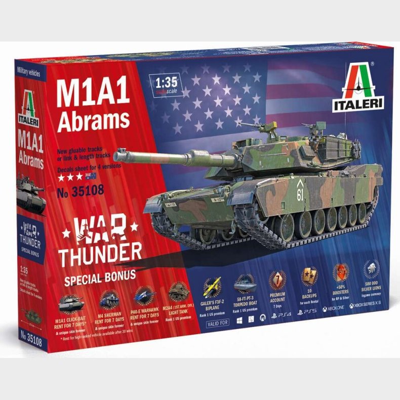 Italeri - M1a1 Abrams War Thunder Byggest - 1:35 - 35108