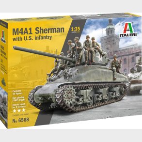 Italeri - M4a1 Sherman Tank Byggest Med Figurer - 1:35 - 6568
