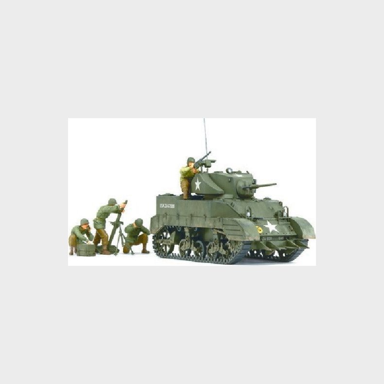 Tamiya - M5a1 Tank Med 4 Model Figurer Byggest - 1:35 - 35313