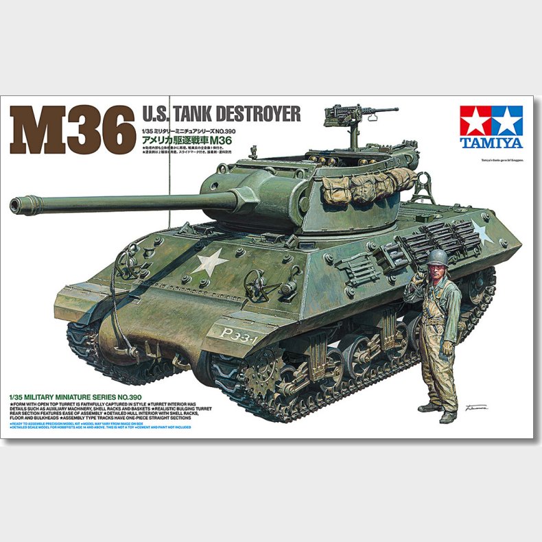 Tamiya - U.s. Tank Destroyer M36 Tank Bygges�t - 1/35 - 35390