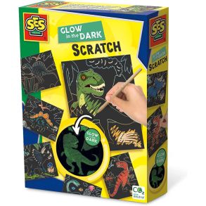 SES Creative | Scratch kort - Glow in the dark dinosaurer