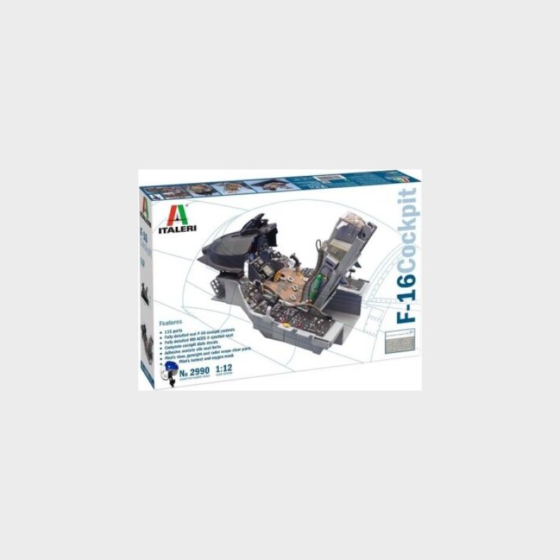 Italeri - F-16 Cockpit Model Bygges�t - 1:12 - 2990