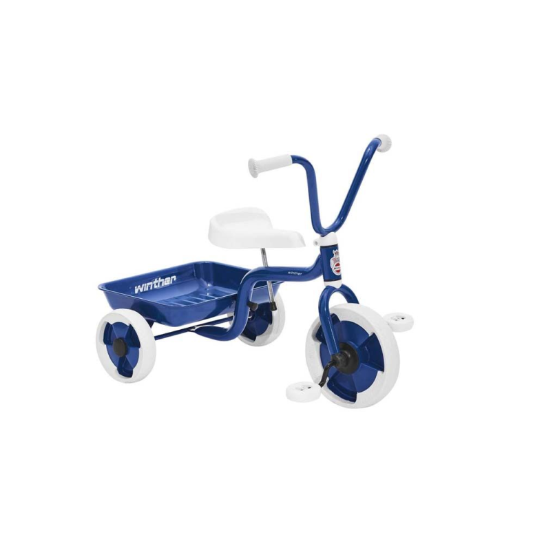 Trehjulet cykel m. vippelad bl�/hvid