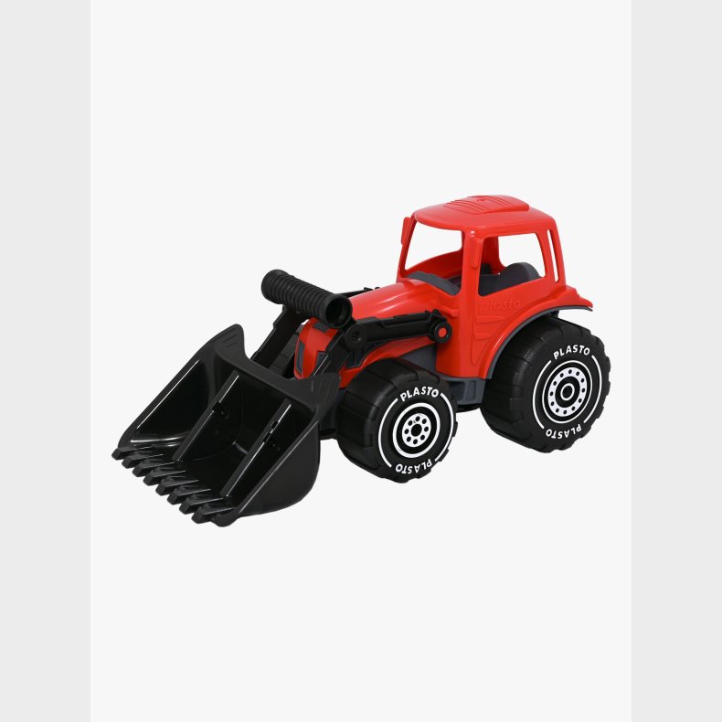 Plasto Traktor m. Frontl�sser, R�d/Sort