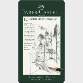 Blyant st pitt Faber-Castell 9000 5b-5h tin 12 ass