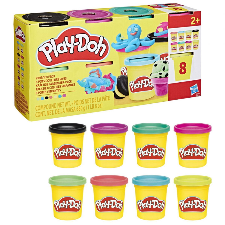 Play-Doh Vibrant 8 Pack Solid 680G