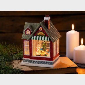 Lysende Julepynt med Glimmer - Julemandens hus