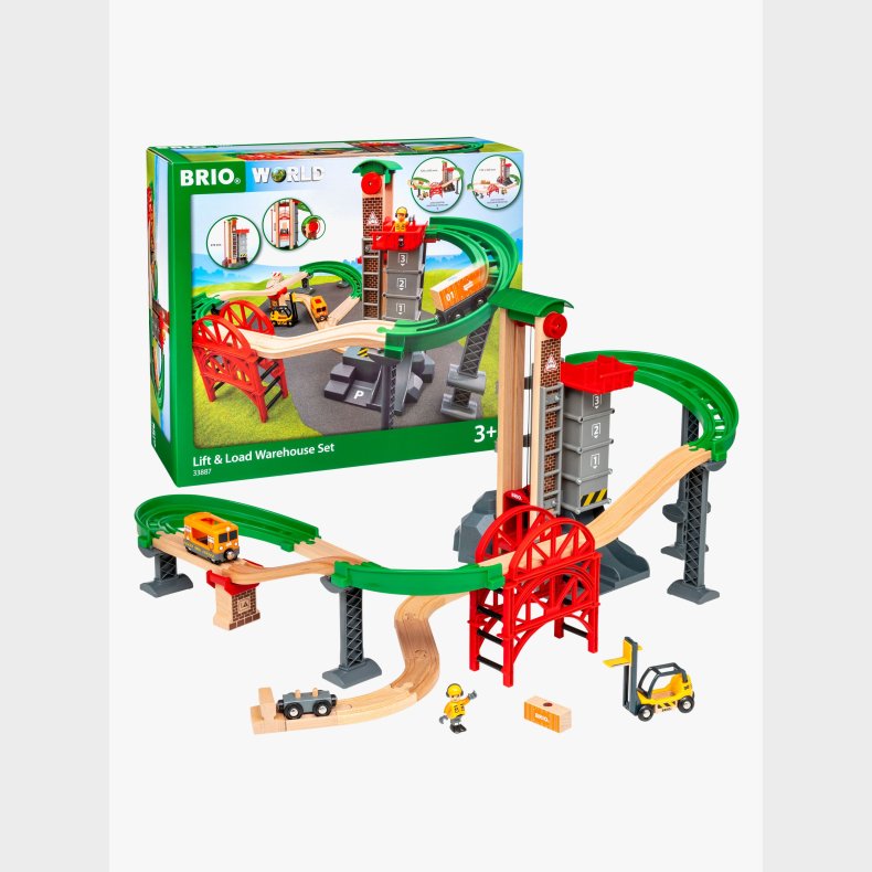 BRIO 33887 Togbane L�ft &  l�s med lagerbygning
