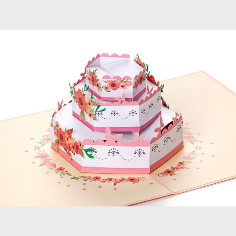 Pop up-kort  Bryllupskage