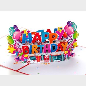 Pop Up-kort - Happy Birthday (rdt kort)
